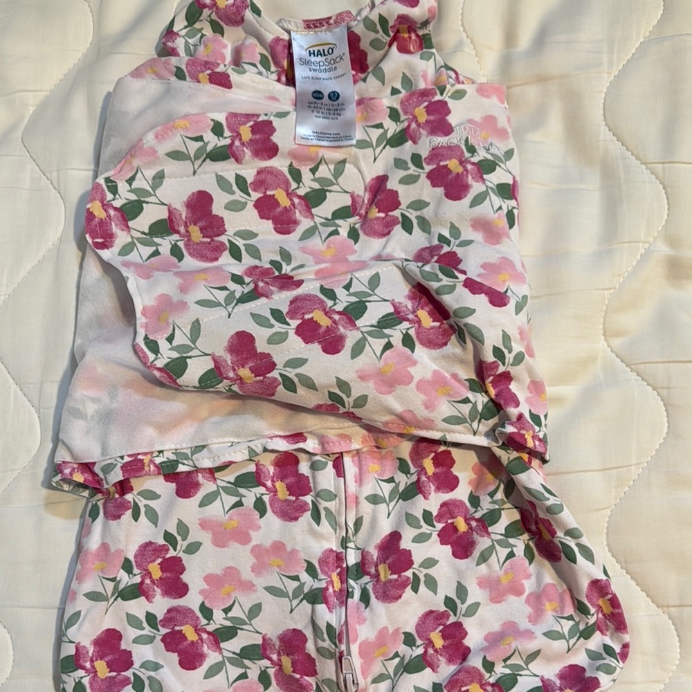 Halo Pink and Green Sleep Sacks with Floral Design